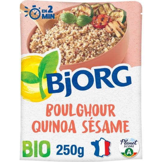 Plat cuisiné bio Boulghour quinoa sésame BJORG — Le sachet de 250g — Lot de 3
